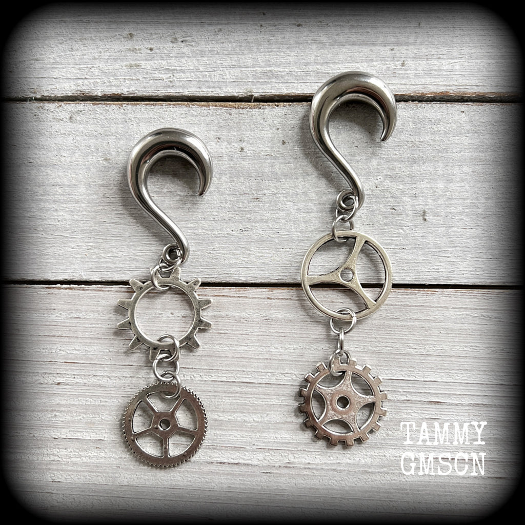 Cog earrings-Steampunk gauged earrings