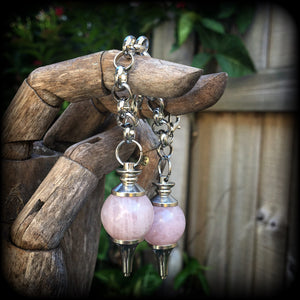 Rose Quartz plug dangles