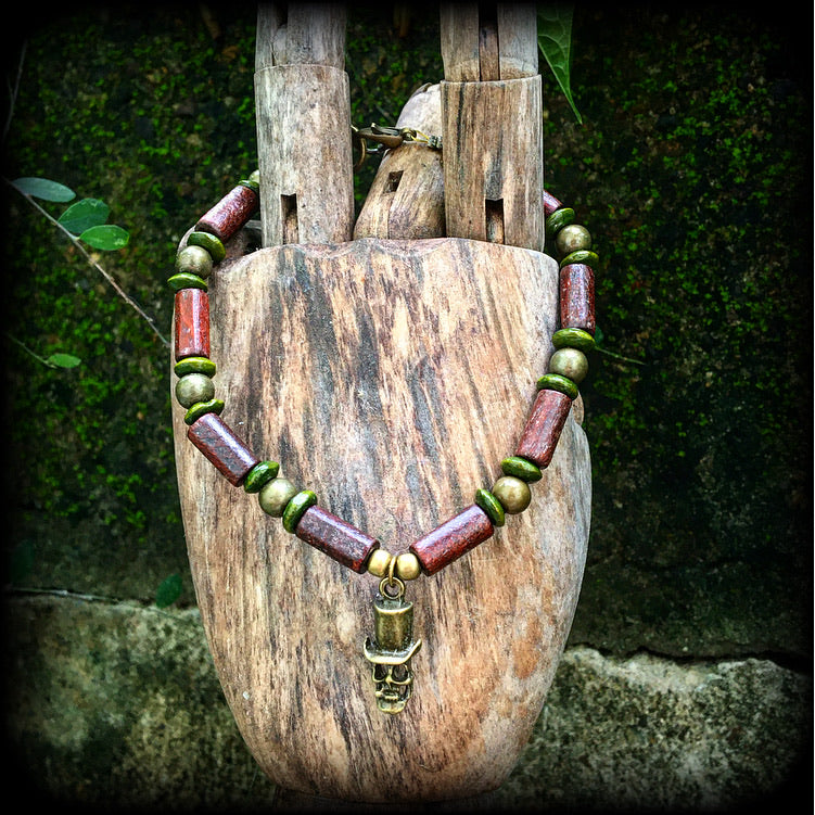 Baron Samedi bracelet-Wood bead bracelet