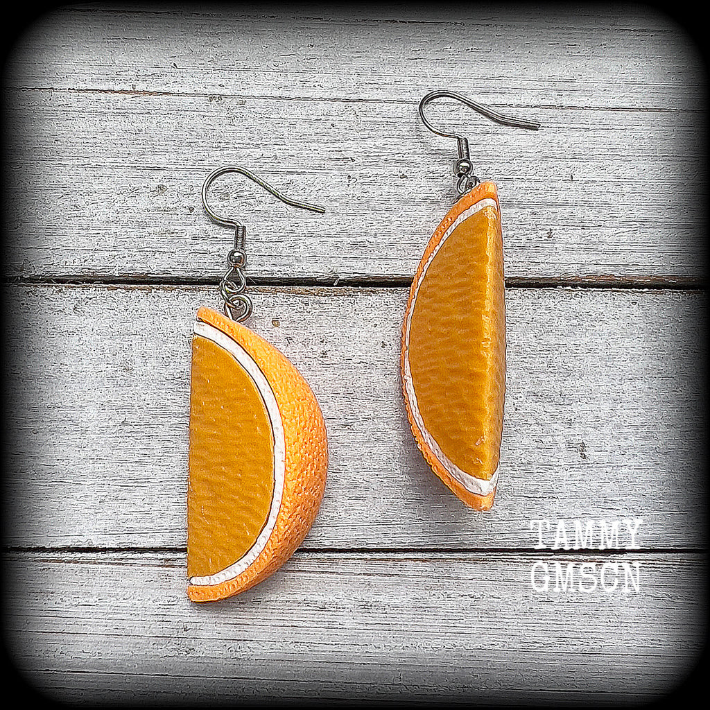 Orange slice earrings-Retro earrings