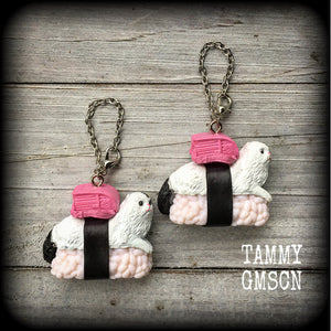 Sushi cat earrings-Plug friendly earrings