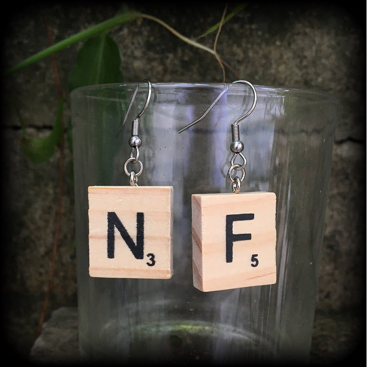 Scrabble earrings-Scrabble tile earrings