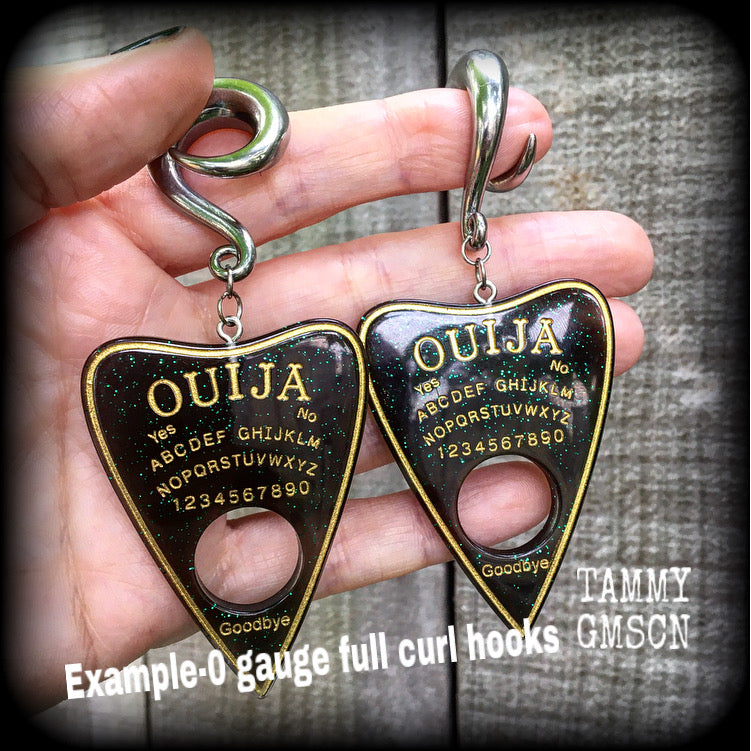 Ouija board planchette gauged earrings