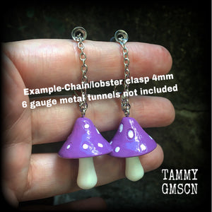 Purple mushroom earrings-Mushroom ear hangers