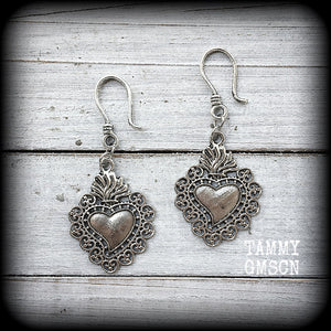 Sacred heart earrings-Ear hangers