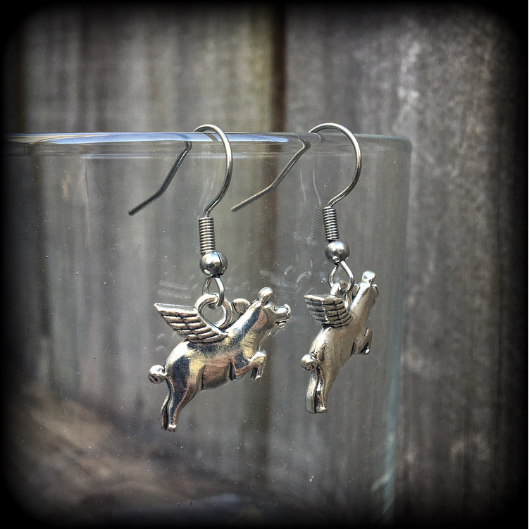 Pig earrings-Flying pig earrings