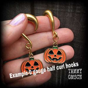 Jack O’ Lantern gauged earrings-Halloween earrings