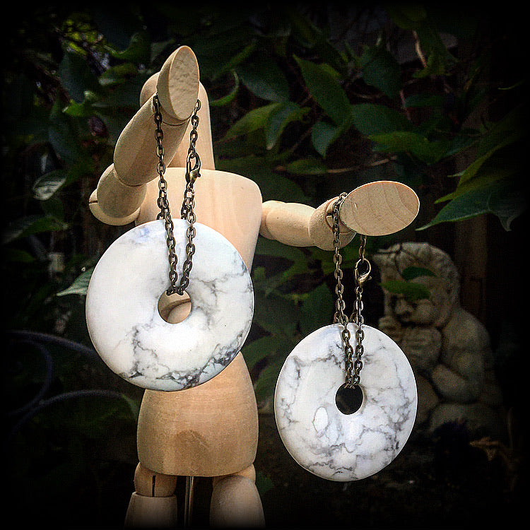 Howlite and antique bronze earrings