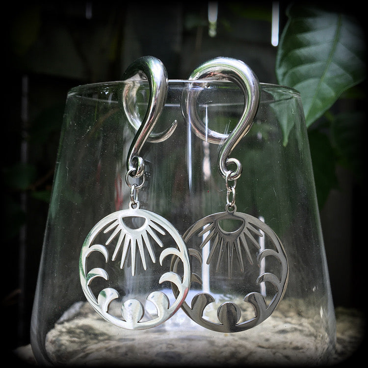 Moon phases gauged earrings