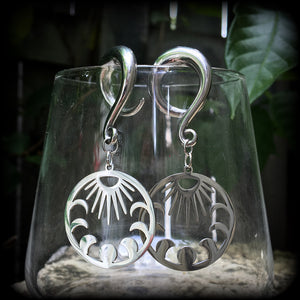 Moon phases gauged earrings