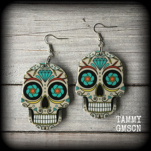 Sugar skull earrings-Day of the Dead earrings