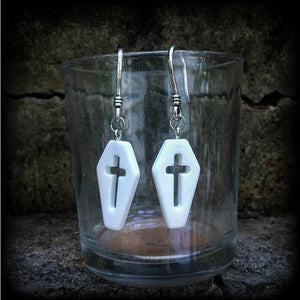 White coffin earrings-Halloween earrings-Ear hangers