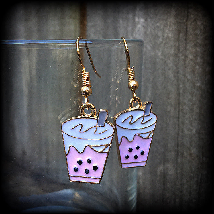 Bubble tea earrings-Pearl tea earrings