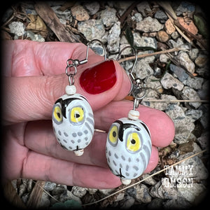 Ceramic owl earrings