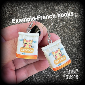 Cat food earrings-Crazy Cat Lady earrings