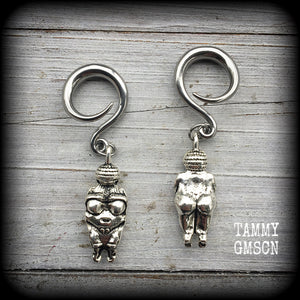 Venus of Willendorf gauged earrings