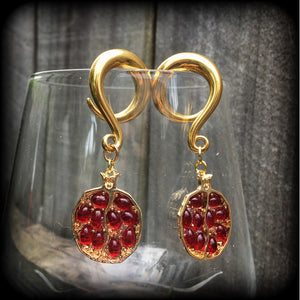 Pomegranate gauged earrings