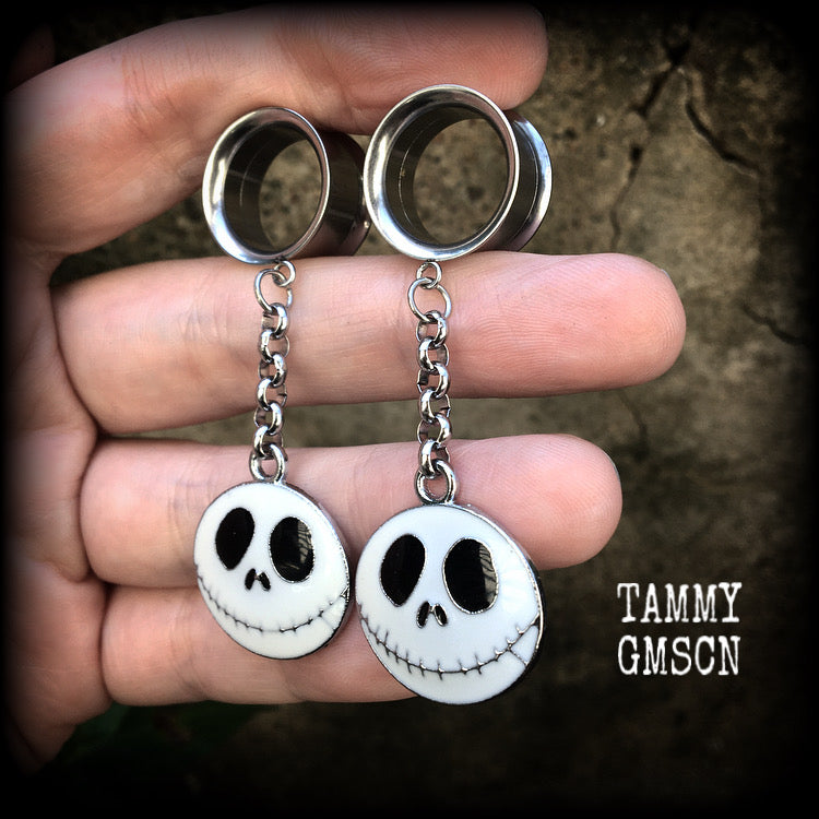 Jack Skellington tunnel earrings-NMBC