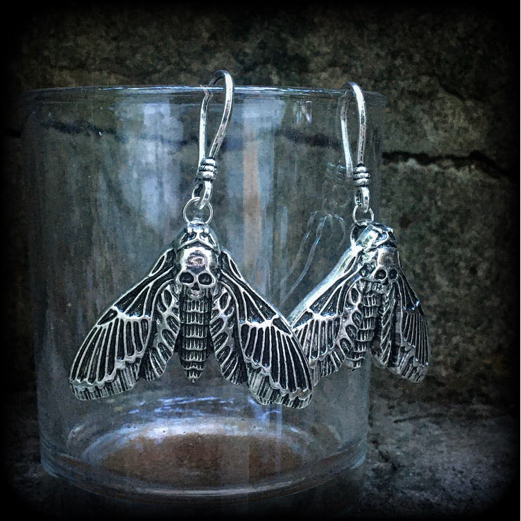 Deaths head moth earrings-Ear hangers