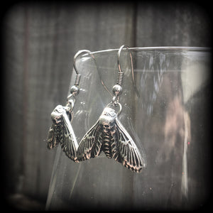 Deaths head moth earrings-Gothic earrings