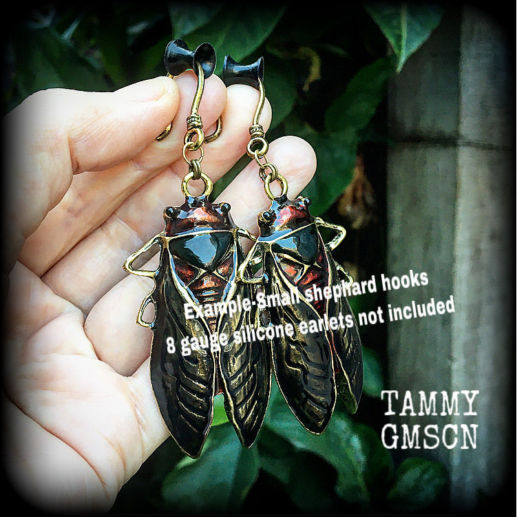 Cicada earrings-Locust ear hangers