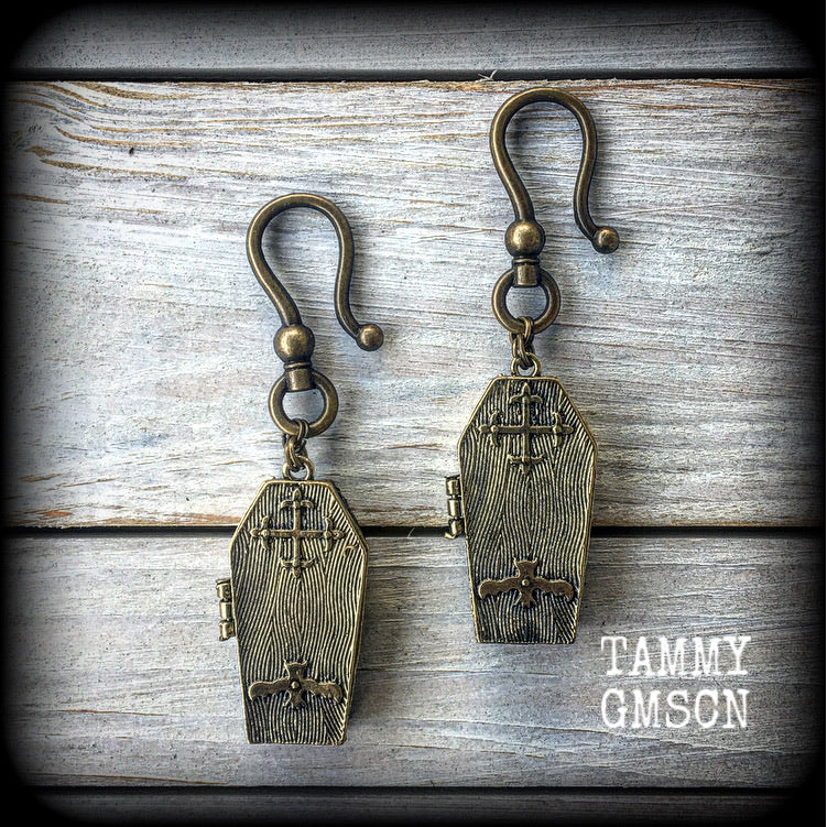 Bronze coffin ear hangers-Coffin ear weights