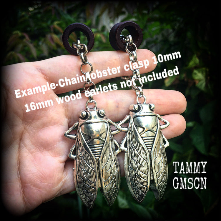 Silver cicada earrings-Tunnel dangles