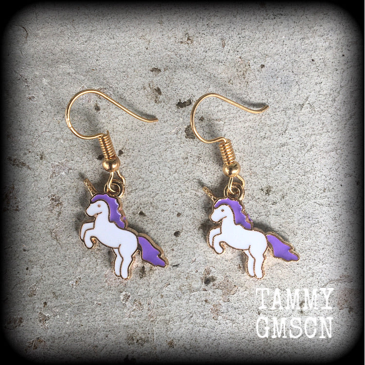Unicorn earrings-Mythological beasts