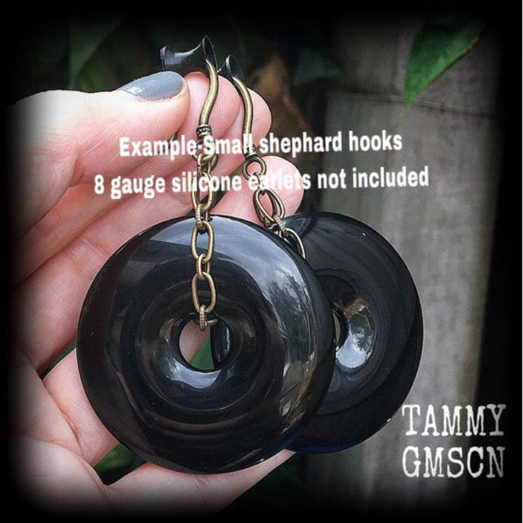 Black onyx gauged earrings-Gemstone earrings