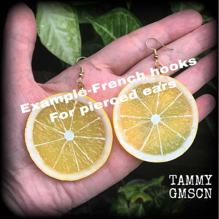 Lemon earrings-Fruit slice earrings