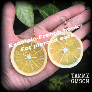 Lemon earrings-Fruit slice earrings