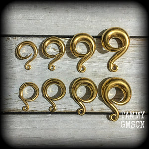 DIY Gold full curl hooks for stretched ears