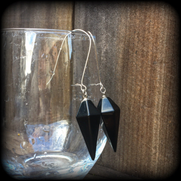 Black obsidian earrings-Gemstone earrings