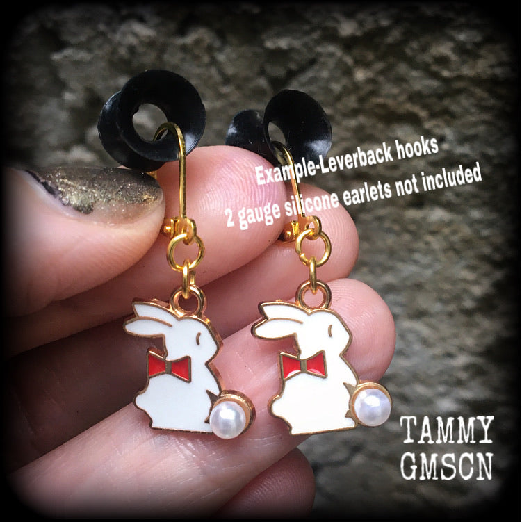 White rabbit earrings-Bunny rabbit earrings