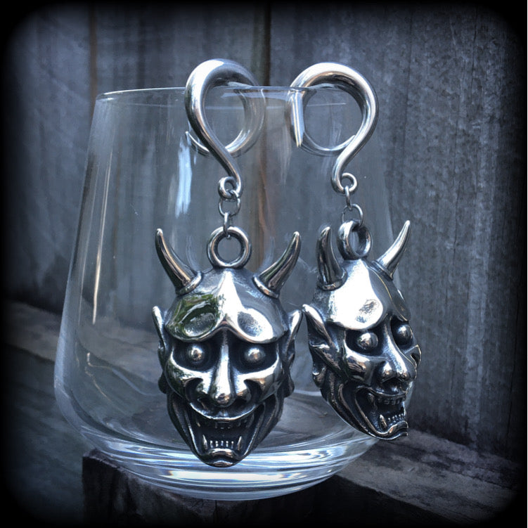 Hannya Mask gauged earrings