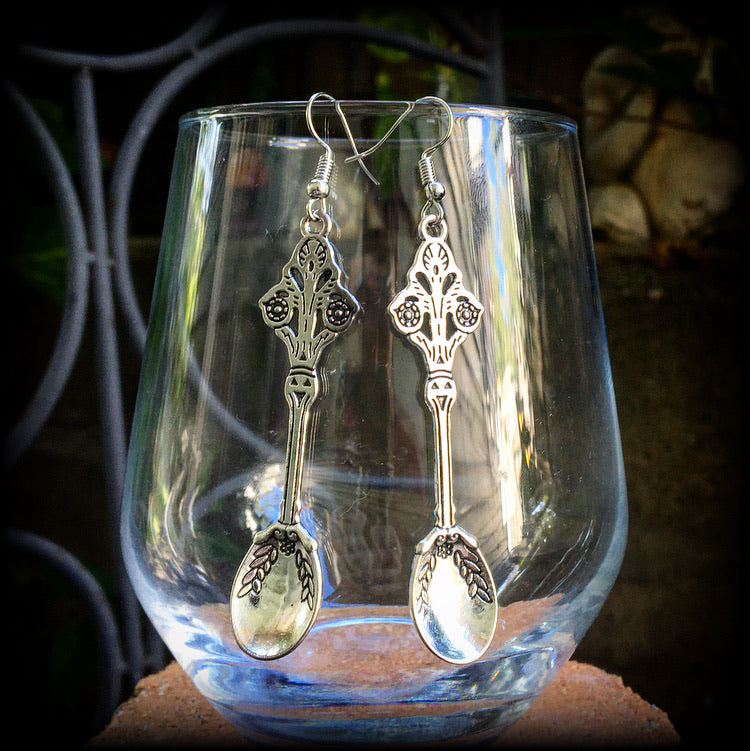 Silver spoon earrings-Teaspoon earrings