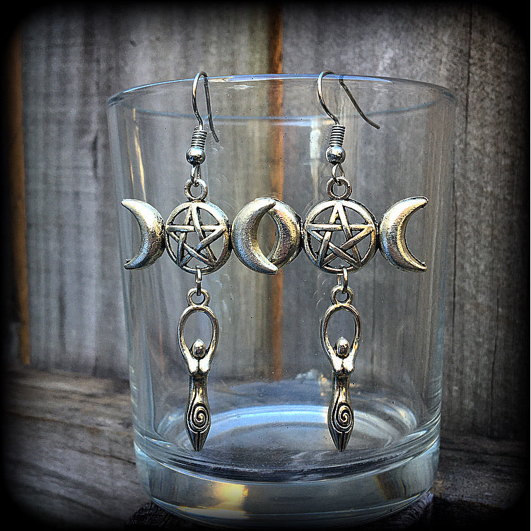 Triple goddess earrings-Maiden Mother Crone earrings