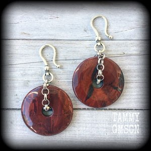 Red jasper ear weights-Ear hangers