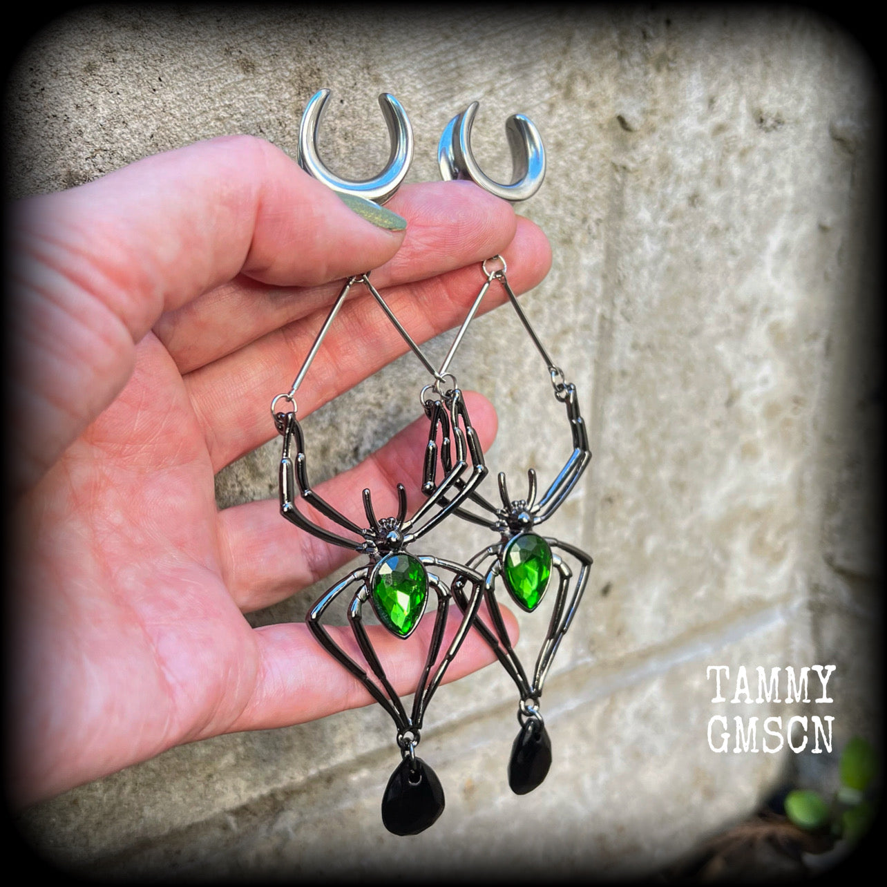 Oversized spider earrings-Insect gauged earrings