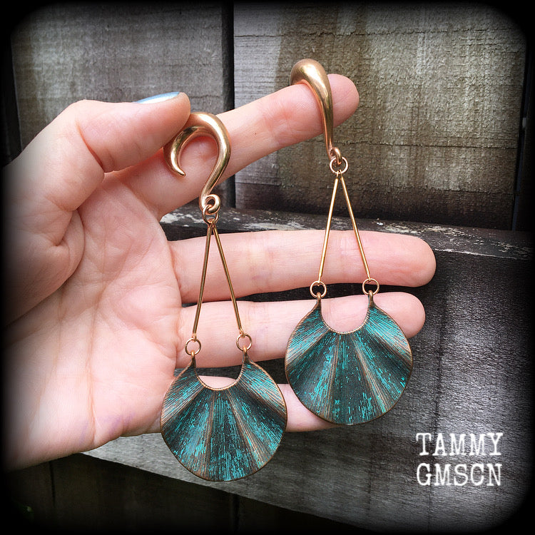 Sea hag gold tone ear weights-Sea witch earrings