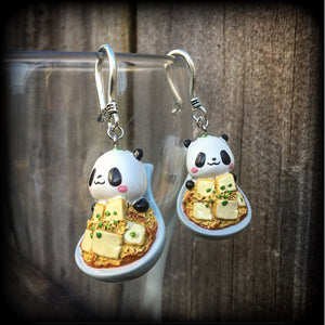 Panda bear earrings-Ramen earrings