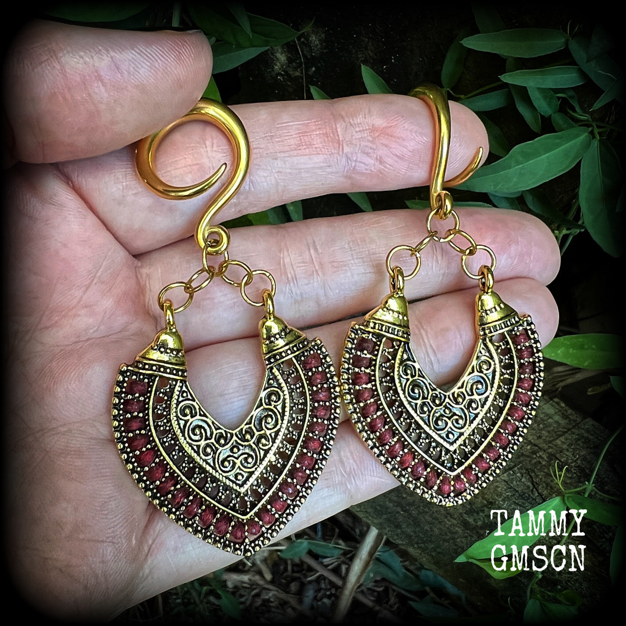 Kali Maa ethnic gauged earrings