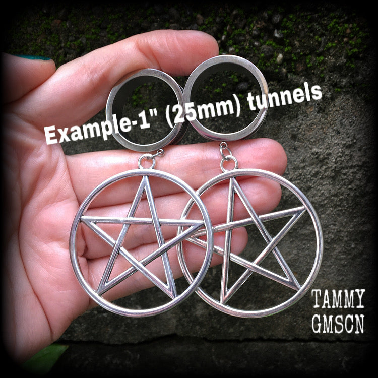 Pentagram tunnel earrings