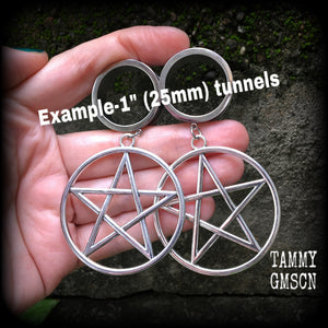 Pentagram tunnel earrings