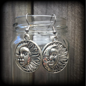 Esoteric sun and moon earrings