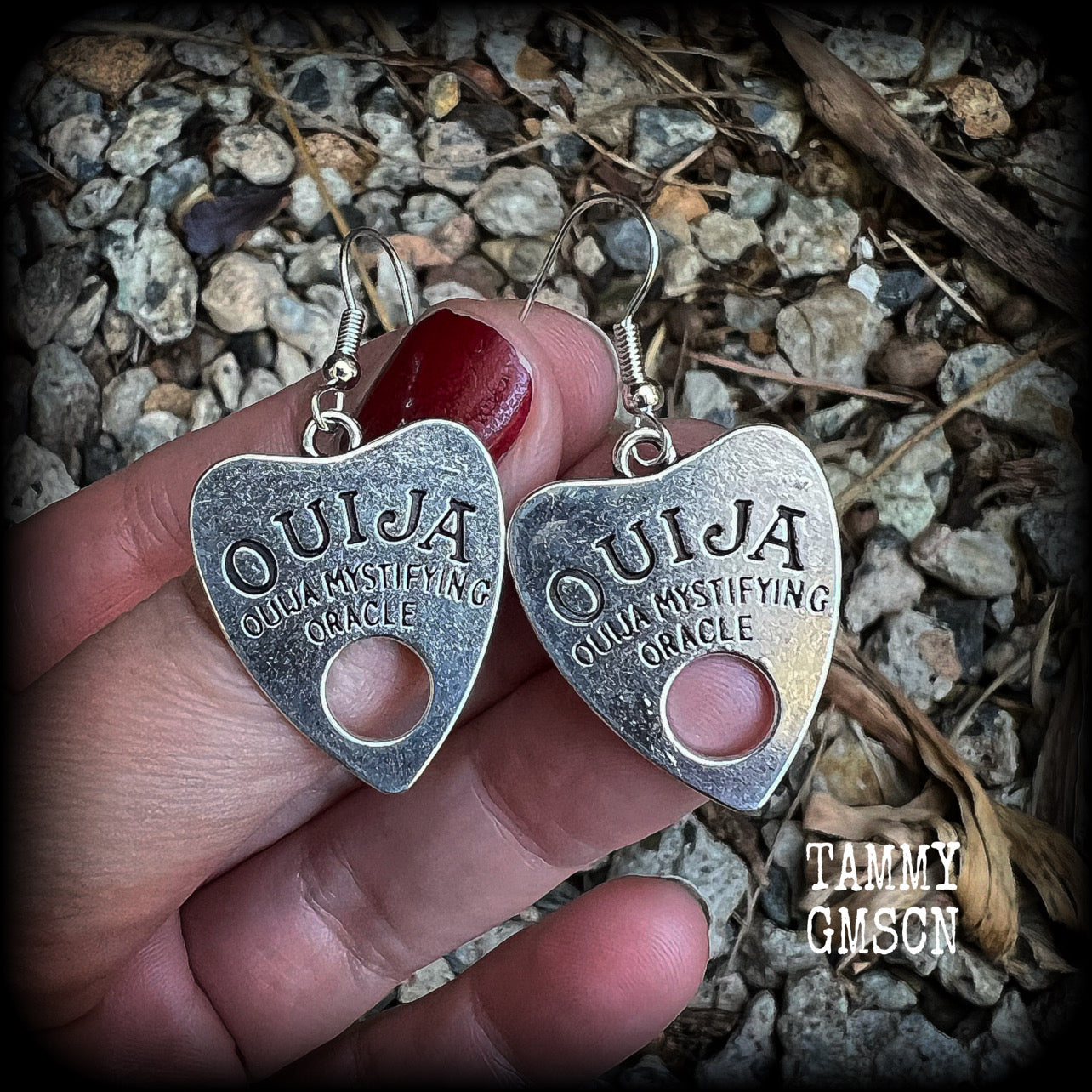 Ouija planchette earrings-Occult earrings