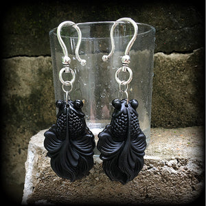 Black moor earrings-Black obsidian earrings