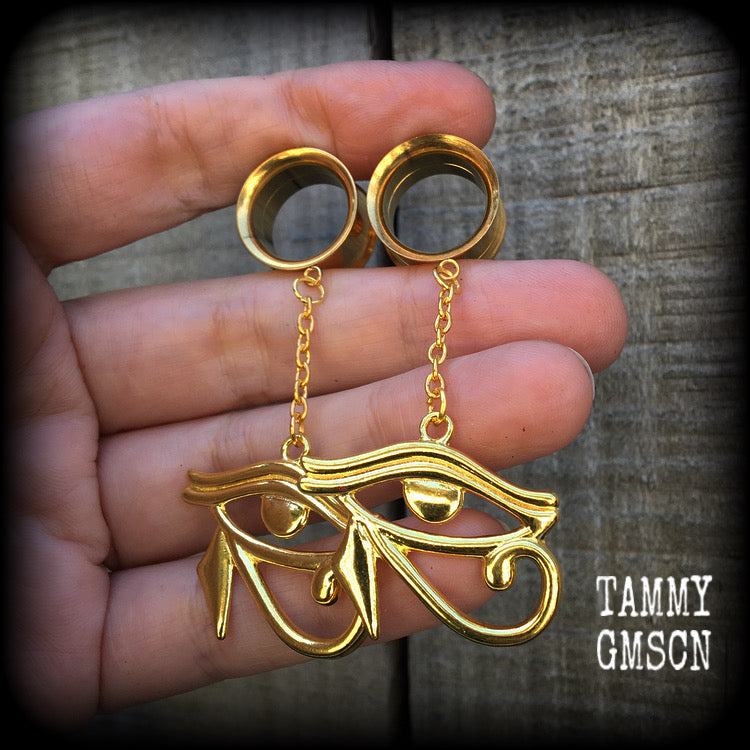 Eye of horus tunnel dangles-Egyptian body jewelry