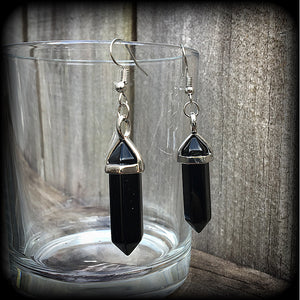 Black obsidian earrings-Gemstone earrings