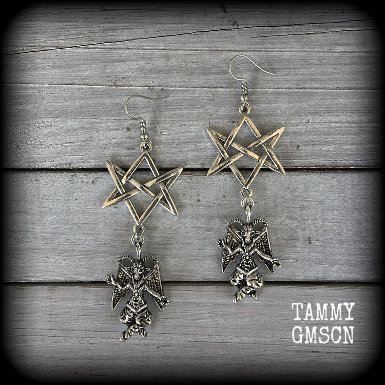 Baphomet earrings-Unicursal hexagram earrings